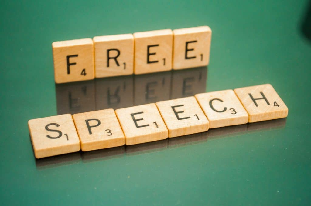 Blocks spelling out free speech censorship